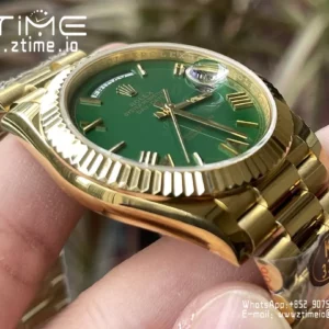 Rolex Day Date 40 YG 228238 KF 1:1 Best Edition Green Roman Dial  (Gain Weight) - Super Clone Watch | 1:1 Best Version