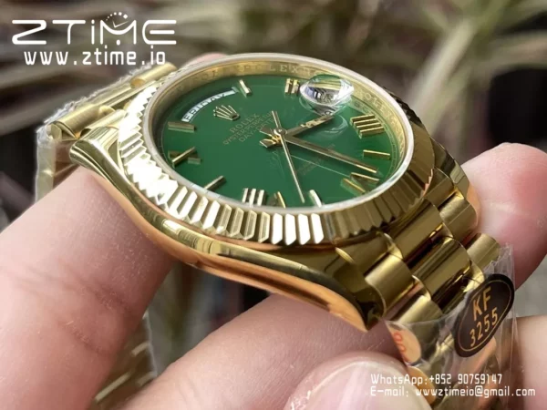 Rolex Day Date 40 YG 228238 KF 1:1 Best Edition Green Roman Dial  (Gain Weight) - Super Clone Watch | 1:1 Best Version