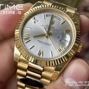 Rolex Day Date 40 YG 228238 KF 1:1 Best Edition Silver Roman Dial (Gain Weight) - Super Clone Watch | 1:1 Best Version