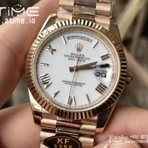 Rolex Day Date 40 RG 228238 KF 1:1 Best Edition White Roman Dial  (Gain Weight) - Super Clone Watch | 1:1 Best Version
