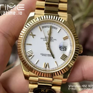 Rolex Day Date 40 YG 228238 KF 1:1 Best Edition White Roman Dial  (Gain Weight) - Super Clone Watch | 1:1 Best Version