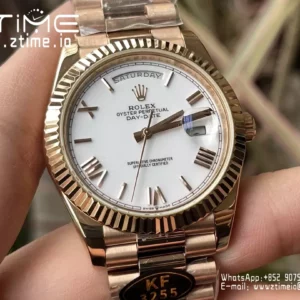 Rolex Day Date 40 RG 228238 KF 1:1 Best Edition White Roman Dial  (Gain Weight) - Super Clone Watch | 1:1 Best Version