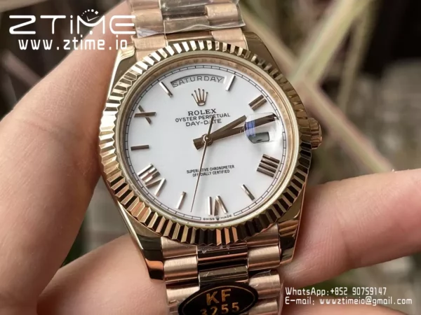 Rolex Day Date 40 RG 228238 KF 1:1 Best Edition White Roman Dial  (Gain Weight) - Super Clone Watch | 1:1 Best Version