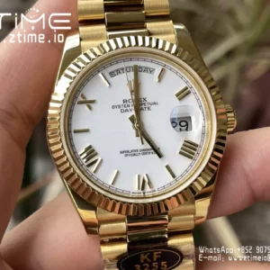 Rolex Day Date 40 YG 228238 KF 1:1 Best Edition White Roman Dial  (Gain Weight) - Super Clone Watch | 1:1 Best Version
