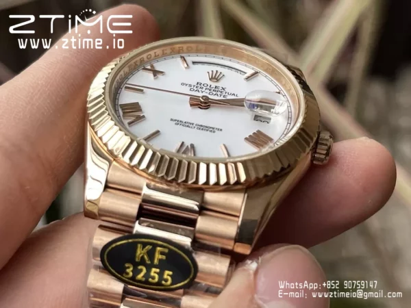 Rolex Day Date 40 RG 228238 KF 1:1 Best Edition White Roman Dial  (Gain Weight) - Super Clone Watch | 1:1 Best Version