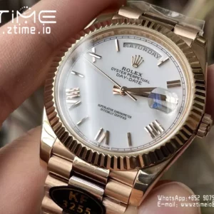 Rolex Day Date 40 RG 228238 KF 1:1 Best Edition White Roman Dial  (Gain Weight) - Super Clone Watch | 1:1 Best Version