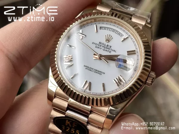 Rolex Day Date 40 RG 228238 KF 1:1 Best Edition White Roman Dial  (Gain Weight) - Super Clone Watch | 1:1 Best Version