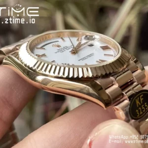 Rolex Day Date 40 RG 228238 KF 1:1 Best Edition White Roman Dial  (Gain Weight) - Super Clone Watch | 1:1 Best Version