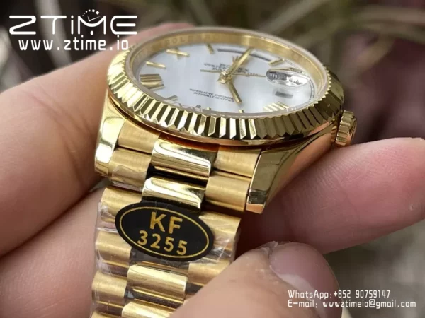 Rolex Day Date 40 YG 228238 KF 1:1 Best Edition White Roman Dial  (Gain Weight) - Super Clone Watch | 1:1 Best Version
