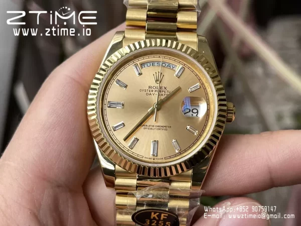Rolex Day Date 40 YG 228238 KF 1:1 Best Edition YG Crystal Dial (Gain Weight) - Super Clone Watch | 1:1 Best Version