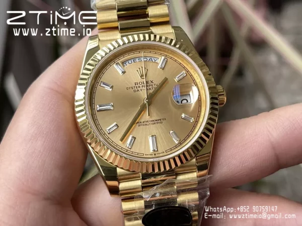 Rolex Day Date 40 YG 228238 KF 1:1 Best Edition YG Crystal Dial (Gain Weight) - Super Clone Watch | 1:1 Best Version