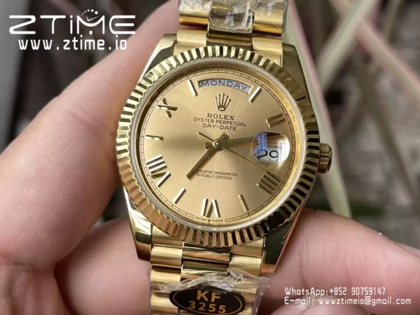 Rolex  Day Date 40 YG 228238 KF 1:1 Best Edition YG Roman Dial  (Gain Weight) - Super Clone Watch | 1:1 Best Version