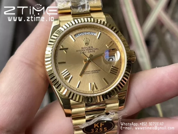 Rolex  Day Date 40 YG 228238 KF 1:1 Best Edition YG Roman Dial  (Gain Weight) - Super Clone Watch | 1:1 Best Version