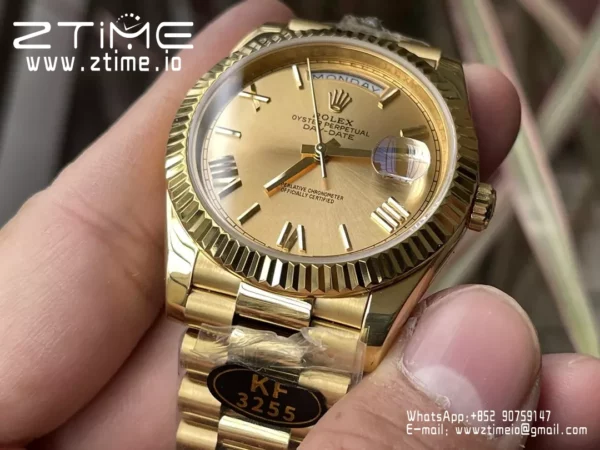 Rolex  Day Date 40 YG 228238 KF 1:1 Best Edition YG Roman Dial  (Gain Weight) - Super Clone Watch | 1:1 Best Version