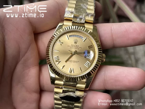 Rolex  Day Date 40 YG 228238 KF 1:1 Best Edition YG Roman Dial  (Gain Weight) - Super Clone Watch | 1:1 Best Version