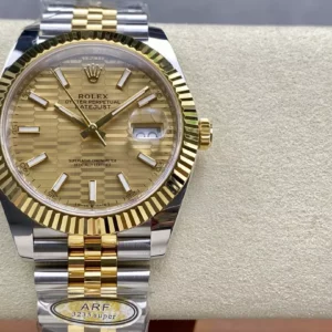 Rolex DateJust 126333-0012 41mm ARF 1:1 Best Edition YG Textured Stick Dial on Jubilee Bracelet (Tungsten Heavy Versio) - Super Clone Watch | 1:1 Best Version