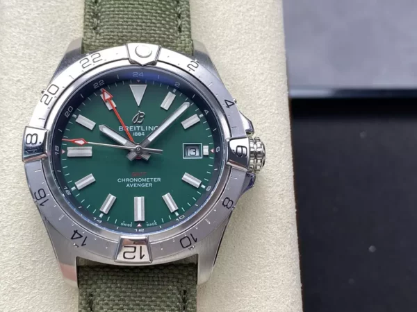 Breitling Avenger Automatic GMT 44 BLS Factory 1:1 Best Edition Green Dial Green Nylon Strap - Super Clone Watch | 1:1 Best Version