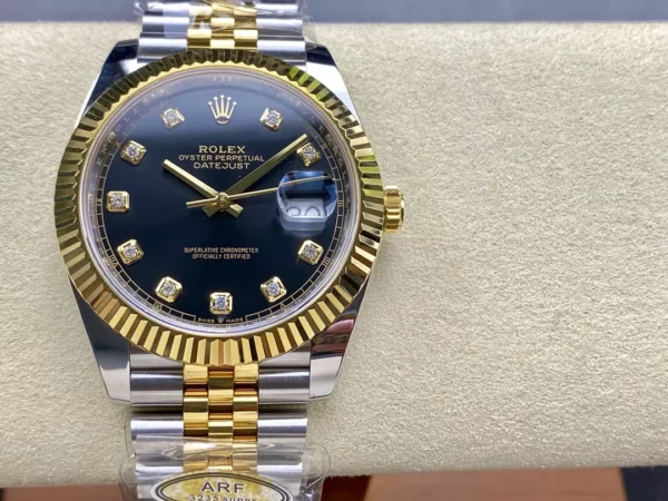 Rolex DateJust 126333-0006 41mm ARF 1:1 Best Edition Black Diamonds Dial on Jubilee Bracelet (Tungsten Heavy Versio) - Super Clone Watch | 1:1 Best Version