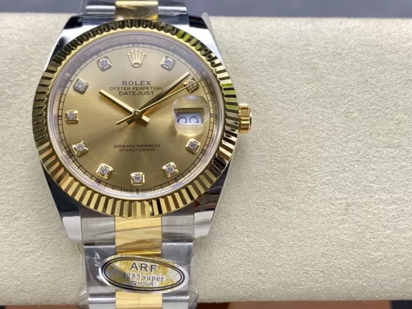Rolex DateJust 126333-0011 41mm ARF 1:1 Best Edition YG Diamonds Dial on Oyster Bracelet  (Tungsten Heavy Versio) - Super Clone Watch | 1:1 Best Version