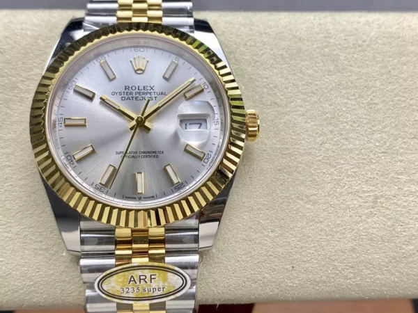 Rolex DateJust 126333-0016 41mm ARF 1:1 Best Edition Silver Stick Dial on Jubilee Bracelet (Tungsten Heavy Versio) - Super Clone Watch | 1:1 Best Version