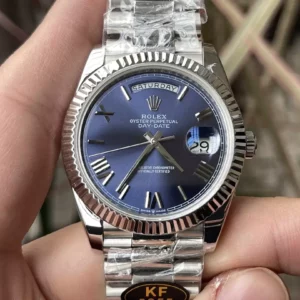 Rolex Day Date 40 SS 228239 KF 1:1 Best Edition Blue Roman Dial  (Gain Weight) - Super Clone Watch | 1:1 Best Version