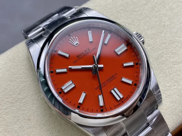Rolex Oyster Perpetual 124300 41mm VSF 1:1 Best Edition 904L Steel Red Dial on SS Bracelet - Super Clone Watch | 1:1 Best Version