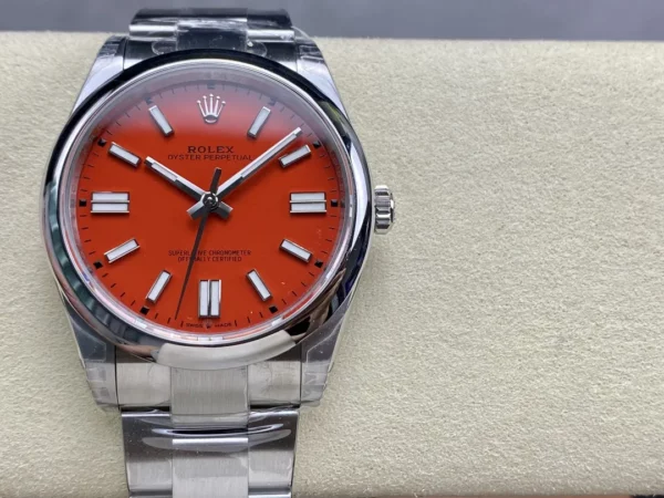 Rolex Oyster Perpetual 124300 41mm VSF 1:1 Best Edition 904L Steel Red Dial on SS Bracelet - Super Clone Watch | 1:1 Best Version