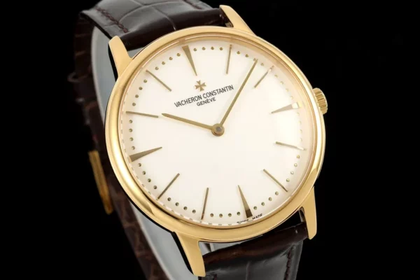 VC Patrimony 81180 YG KZF Best Edition White Dial on Black Leather Strap - Super Clone Watch | 1:1 Best Version