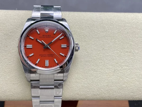 Rolex Oyster Perpetual 126000 36mm VSF 1:1 Best Edition 904L Steel Red Dial on SS Bracelet - Super Clone Watch | 1:1 Best Version