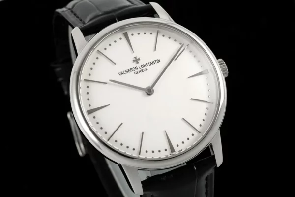 VC Patrimony 81180 SS KZF Best Edition White Dial on Black Leather Strap - Super Clone Watch | 1:1 Best Version