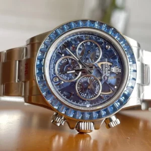 Rolex Daytona Arolla SONIC Best Edition Blue Crystal Skeleton Dial Diamonds Bezel - Super Clone Watch | 1:1 Best Version