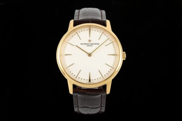 VC Patrimony 81180 YG KZF Best Edition White Dial on Black Leather Strap - Super Clone Watch | 1:1 Best Version