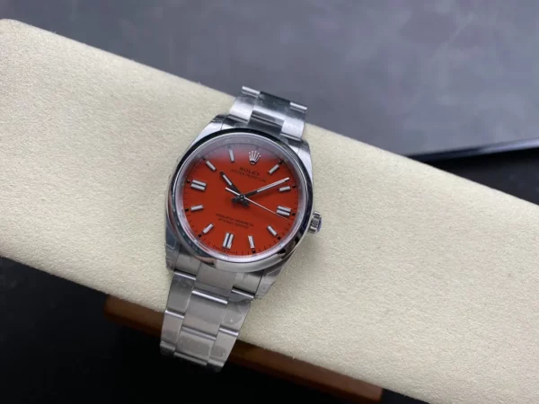 Rolex Oyster Perpetual 126000 36mm VSF 1:1 Best Edition 904L Steel Red Dial on SS Bracelet - Super Clone Watch | 1:1 Best Version