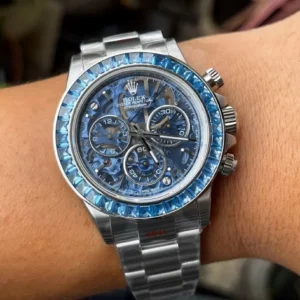 Rolex Daytona Arolla SONIC Mejor Edición Azul Cristal Esqueleto Dial Diamantes Bisel - Super Clon Reloj | 1:1 Mejor Versión