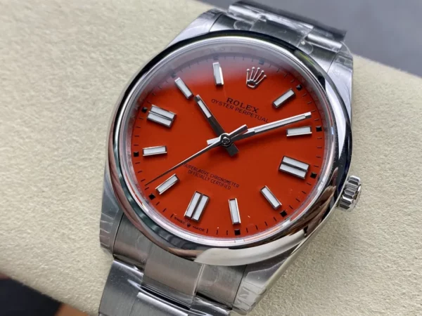 Rolex Oyster Perpetual 124300 41mm VSF 1:1 Best Edition 904L Steel Red Dial on SS Bracelet - Super Clone Watch | 1:1 Best Version