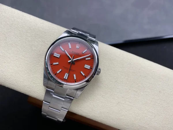 Rolex Oyster Perpetual 124300 41mm VSF 1:1 Best Edition 904L Steel Red Dial on SS Bracelet - Super Clone Watch | 1:1 Best Version