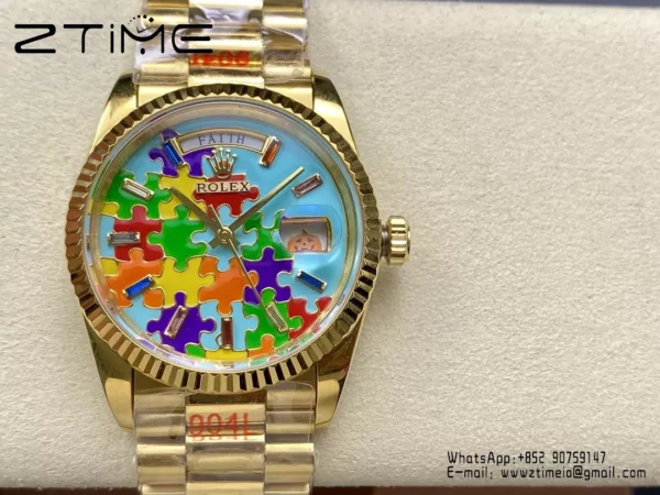 Rolex Day Date 36mm 128238-0106 CYF 1:1 Best Edition Real Enamel Dial on President Bracelet - Super Clone Watch | 1:1 Best Version