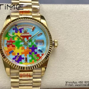 Rolex Day Date 36mm 128238-0106 CYF 1:1 Best Edition Real Enamel Dial on President Bracelet - Super Clone Watch | 1:1 Best Version