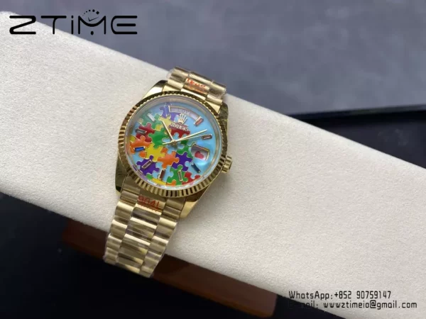 Rolex Day Date 36mm 128238-0106 CYF 1:1 Best Edition Real Enamel Dial on President Bracelet - Super Clone Watch | 1:1 Best Version