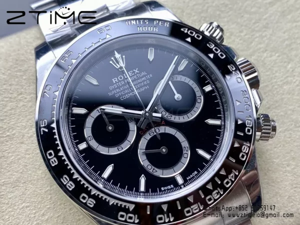 Rolex Daytona 126500 VSF 1:1 Best Edition 904L Steel Black Dial on SS Braclet DD4131 V4 - Super Clone Watch | 1:1 Best Version