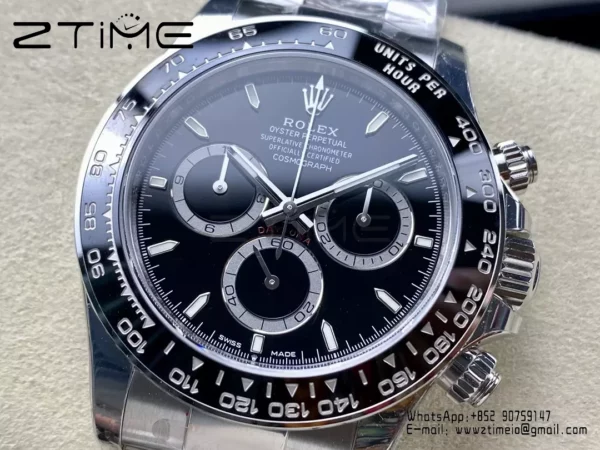 Rolex Daytona 126500 VSF 1:1 Best Edition 904L Steel Black Dial on SS Braclet DD4131 V4 - Super Clone Watch | 1:1 Best Version