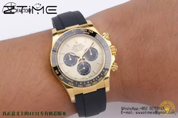 Rolex Daytona 126518 VS Factory 1:1 Best Edition YG/Black Dial on Oysterflex Strap DD4131 - Super Clone Watch | 1:1 Best Version