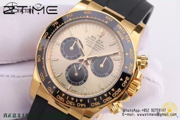 Rolex Daytona 126518 VS Factory 1:1 Best Edition YG/Black Dial on Oysterflex Strap DD4131 - Super Clone Watch | 1:1 Best Version