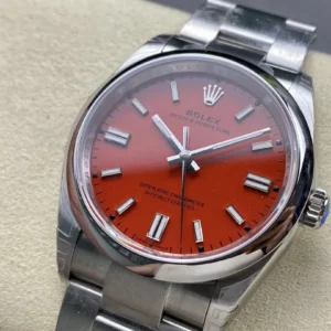 Rolex Oyster Perpetual 126000 36mm VSF 1:1 Best Edition 904L Steel Red Dial on SS Bracelet - Super Clone Watch | 1:1 Best Version