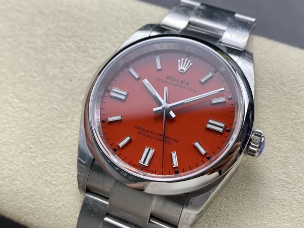 Rolex Oyster Perpetual 126000 36mm VSF 1:1 Best Edition 904L Steel Red Dial on SS Bracelet - Super Clone Watch | 1:1 Best Version