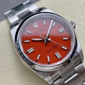 Rolex Oyster Perpetual 126000 36mm VSF 1:1 Best Edition 904L Steel Red Dial on SS Bracelet - Super Clone Watch | 1:1 Best Version
