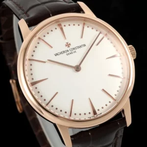 VC Patrimony 81180R YG KZF Best Edition White Dial on Brown Leather Strap - Super Clone Watch | 1:1 Best Version