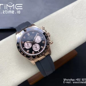 Rolex Daytona 126515 QF 1:1 Best Edition Black/RG Diamonds Dial on Oysterflex Strap SH4131 V11 (Weighted) - Super Clone Watch | 1:1 Best Version