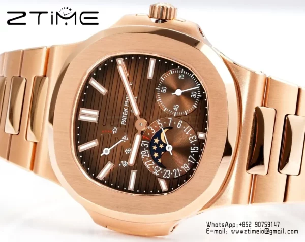 Patek Philippe Nautilus 5712R RG OMEF 1:1 Best Edition Brown Dial on RG Bracelet A240 Super Clone - Super Clone Watch | 1:1 Best Version