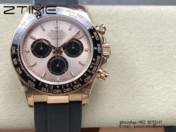Rolex Daytona 126515 QF 1:1 Best Edition RG/Black Dial on Oysterflex Strap SH4131 V11 (Weighted) - Super Clone Watch | 1:1 Best Version